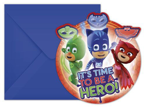 Picture of PJ MASKS INVITATIONS & ENVELOPES - 6PK